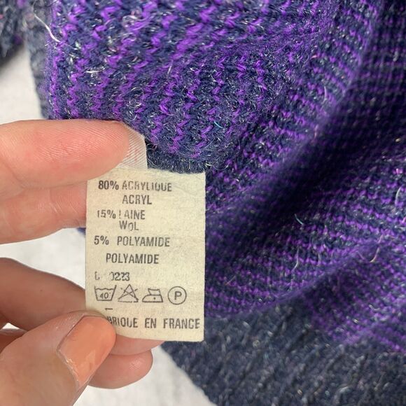 Jean Bernard Paris Knit Sweater Women's 16 Purple Gray Metallic Abstract (0594) - Picture 6 of 10